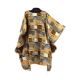 African Print Long Flow-sleeve Dress