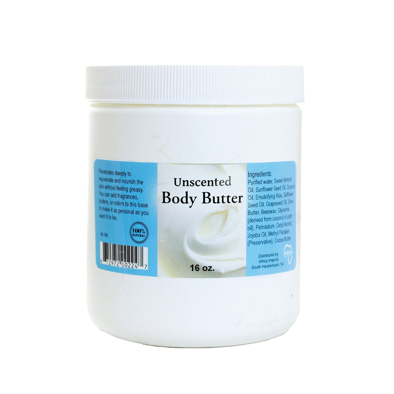 Natural Body Butter - Unscented 1 Pound