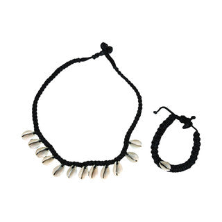 BLACK COWRIE CHOKER SET