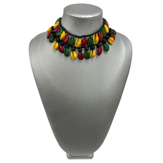 2 Strand Rasta Cowrie Shell Necklace